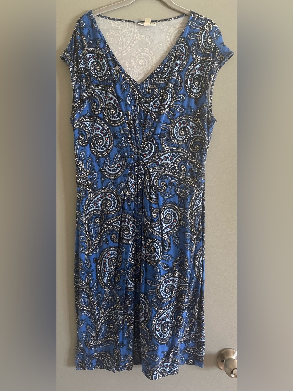 Dana Buchman Blue and White Paisley Dress - L